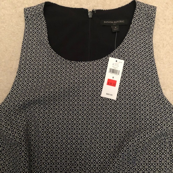 Banana Republic High Low Dress Pattern Black White size 8 - Picture 3 of 7